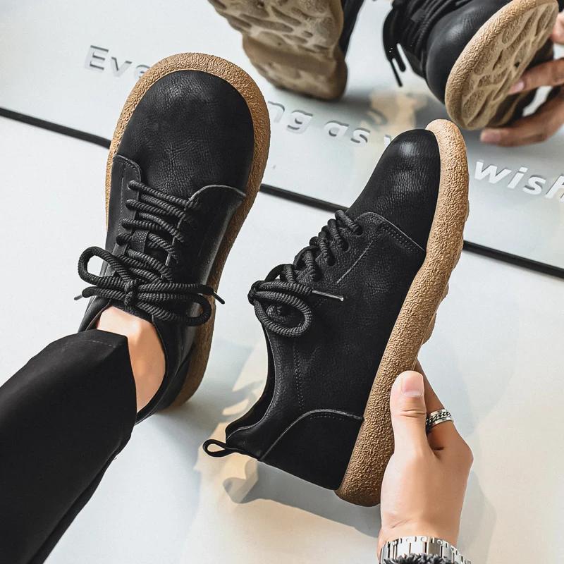 Men's Casual Shoes Comfortable Retro Men's Leather Casual Shoes Men's Fashion Retro Flat Boots for Men Shoes