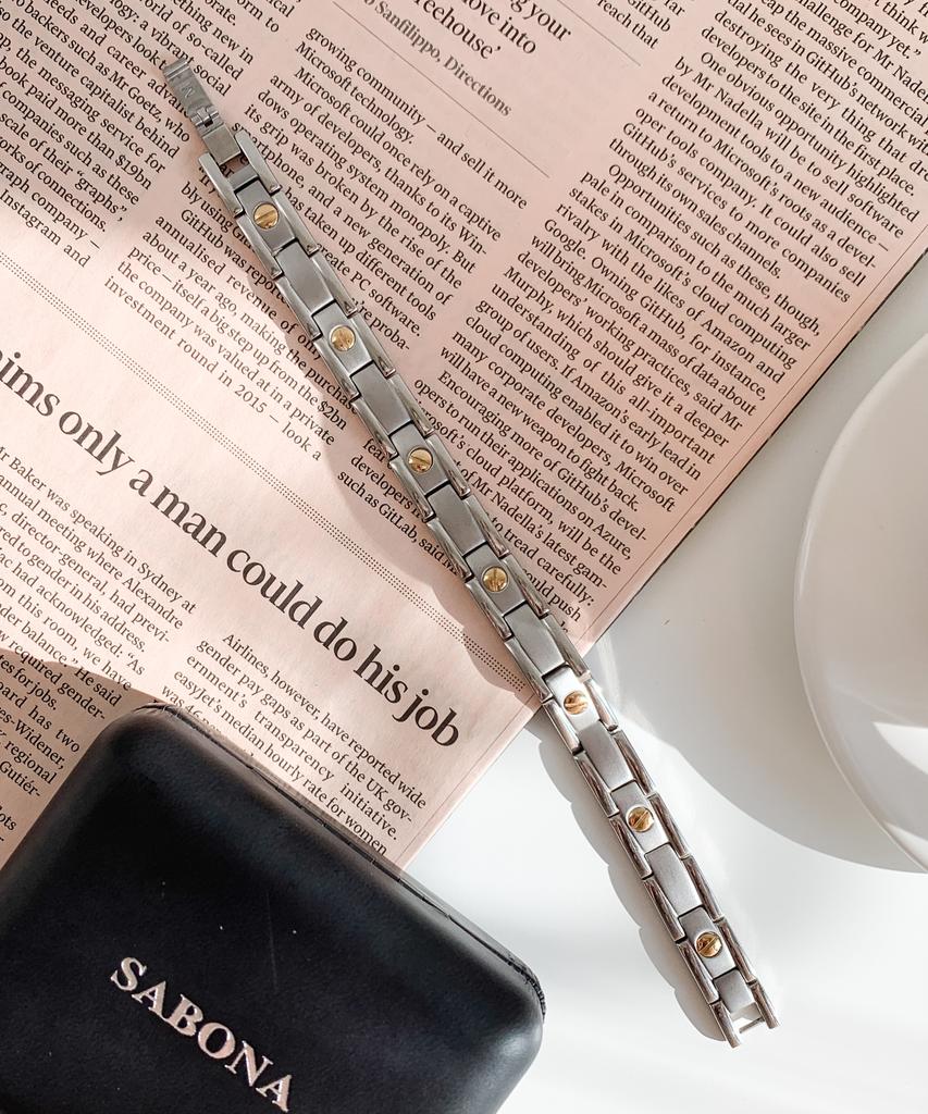 Sabona London 327 Executive Nailhead Duet Magnetic Bracelet