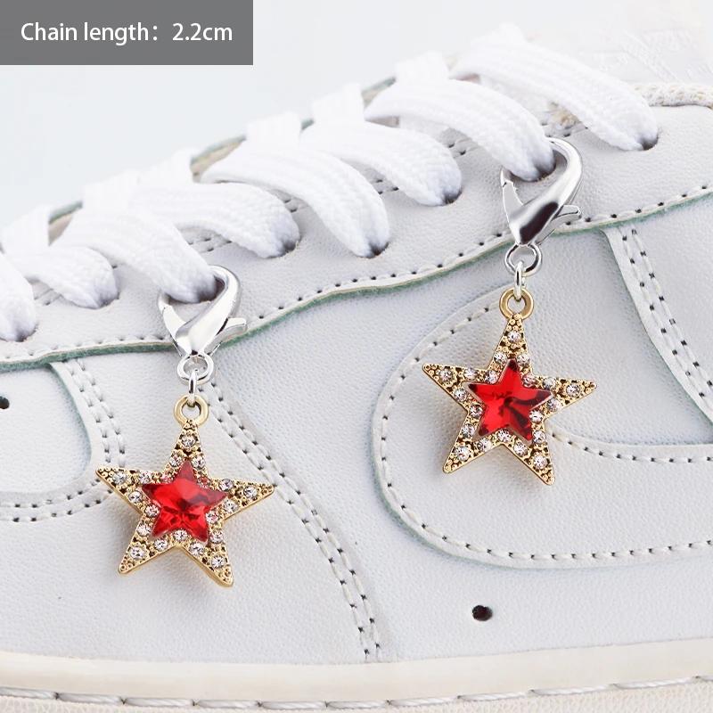 1PCS Luxurious Diamond DIY Heart Star Pearl Shoe Chain Punk Original Detachable Studded Pentagram Shoe Accessories Jewelry Penda