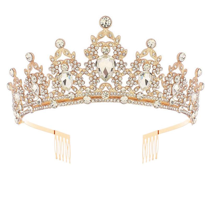 Jewel Bride Bridesmaids Comb Crown Baroque Birthday Wedding Banquet Headwear Crown Headband
