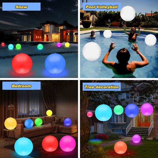 Solar Powered Inflatable Ball with Remote Control 16 Colors LED Luminous 3 Working Modes Waterproof Floating Swimming Pool Party Decoration Light Ball