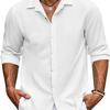 Men's Shirt Solid Color Cardigan Long-sleeved Lapel Shirt