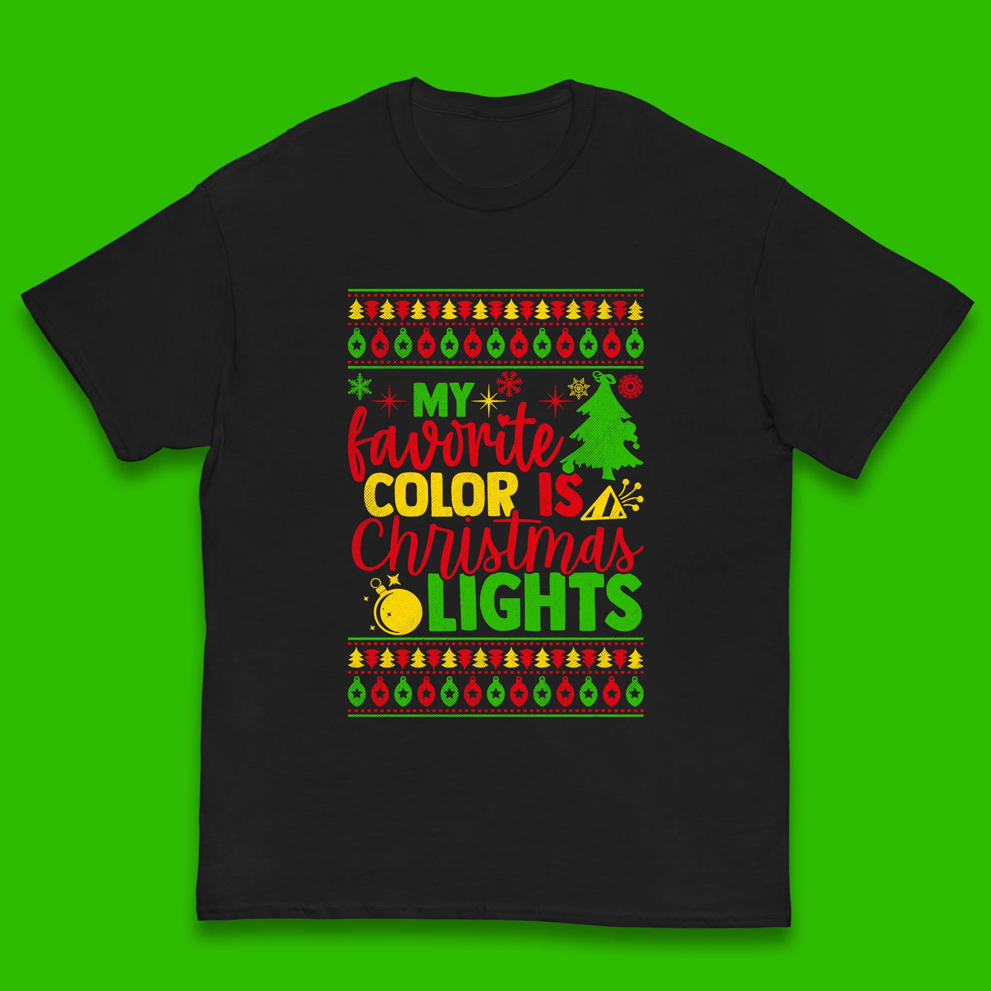 

Christmas Kids T Shirt My Favorite Color Is Christmas Lights Top 100