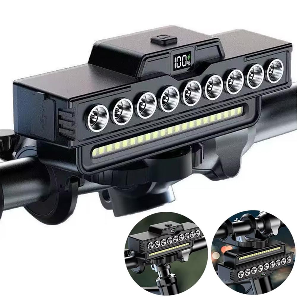 Bicycle Front Light 9 LED Bicycle Light USB Rechargeable Bicycle Headlight Remote Horn Lights Waterproof Cycling Lamp