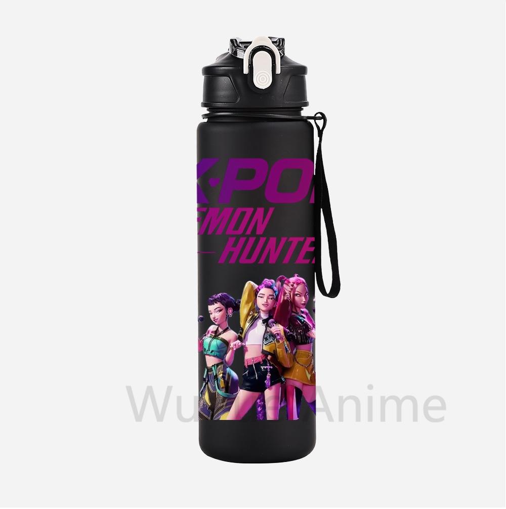 Anime K-Pop Demon Hunters Character Water Cup Large Capacity Outdoor Portable Rope Drinking Bottle Gift for Boys and Girls