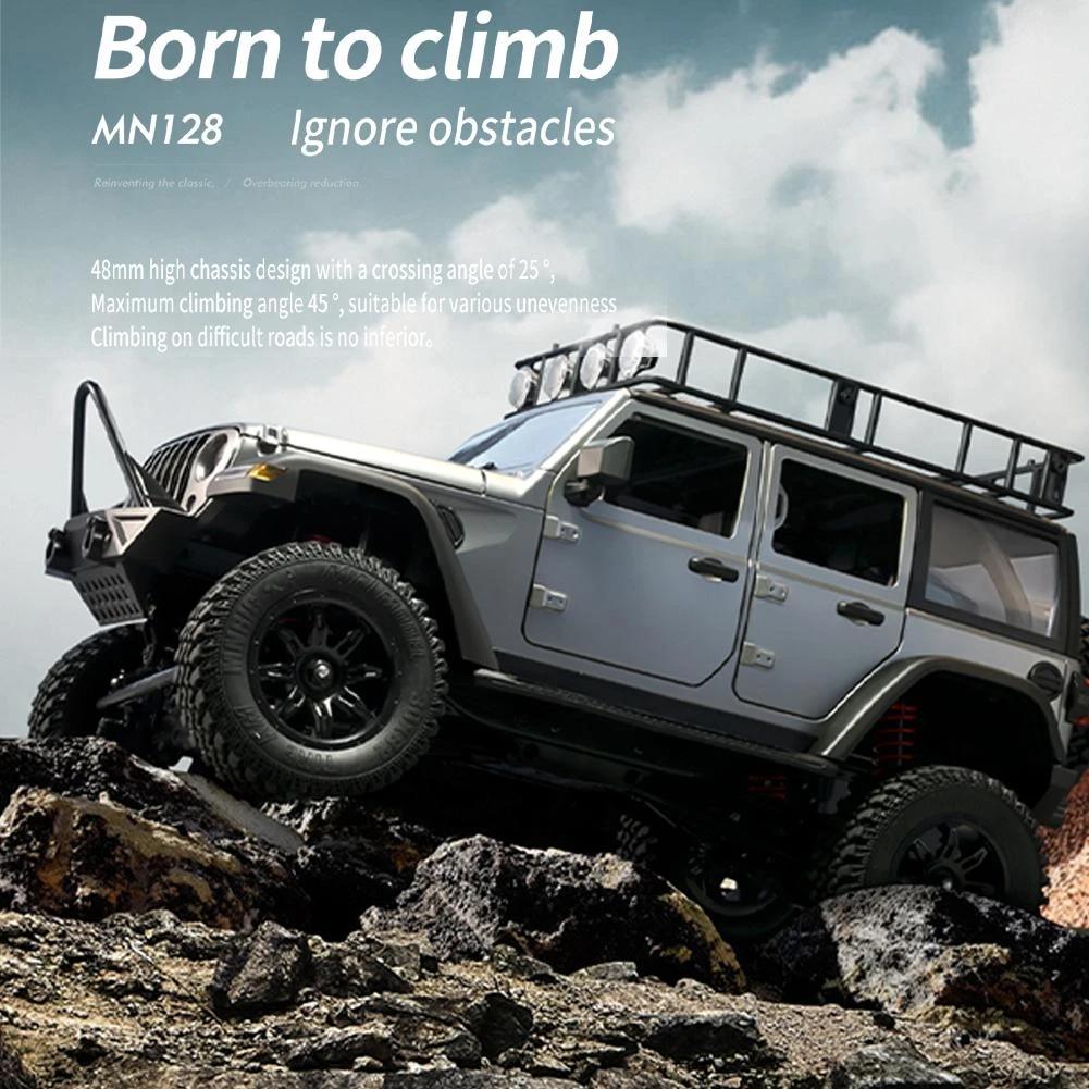 Mn128 Wranglers Rc Car Climbing Remote Control Car Adult Professional 2.4G 4Wd Climbing Buggy With Led Light Mn-128 Rc Toy Gift