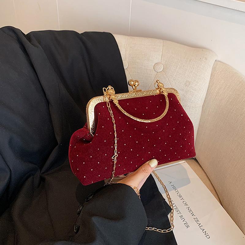 Luxury Design Women's Evening Clutch Purse Dinner Party Ladies Small Clip Shoulder Bag Handbags Retro Female Chain Crossbody Bag KTB