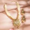 Pearl & White Stone Studded Necklace Jewellery Set For Women