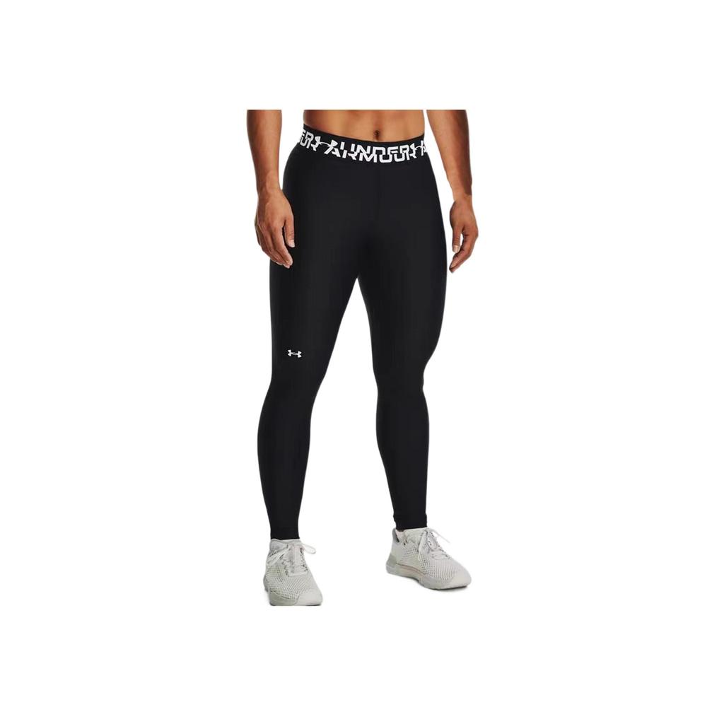 Under Armour Logo Print Elastic Waist Tight Sports Pants Women Pants Black 1374134-001