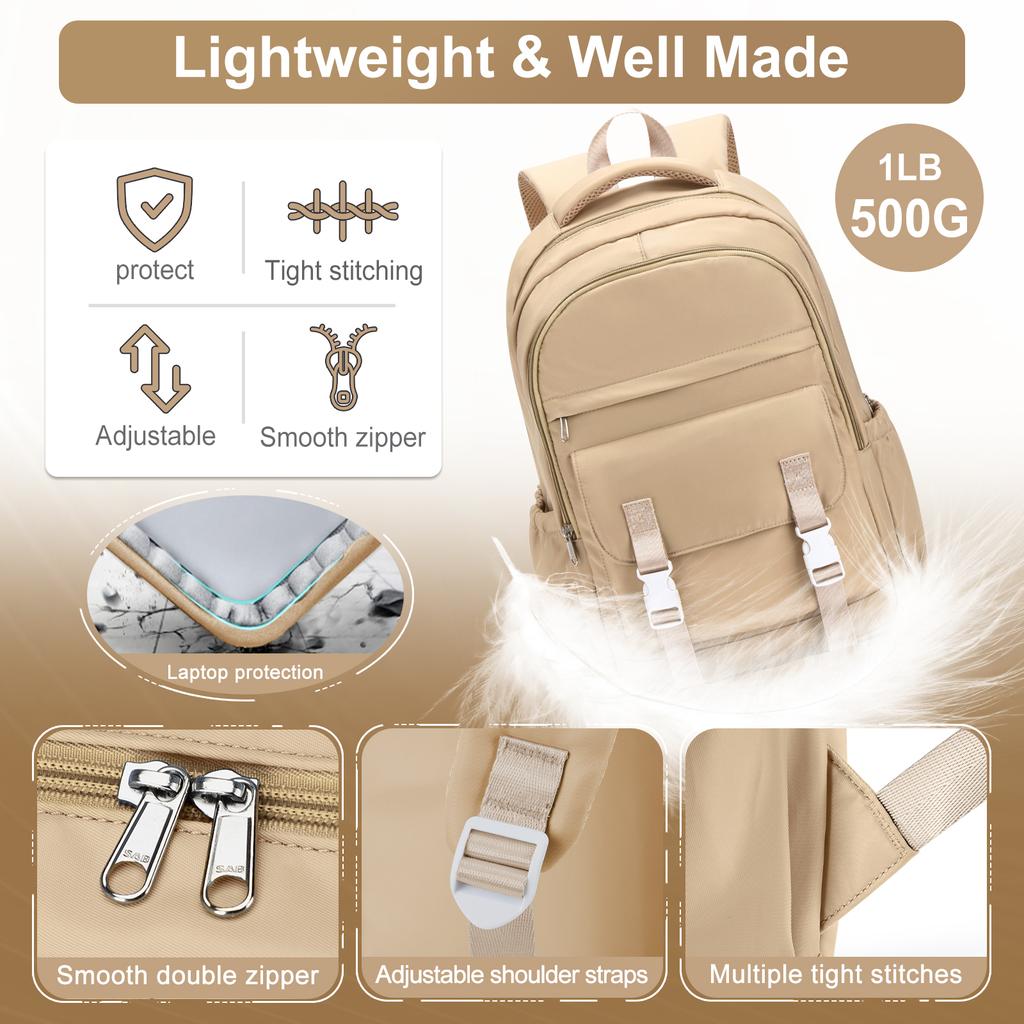 School Bag for Girls Waterproof Multi-Pocket Nylon School Backpack for Student Lightweight Adjust Strap Laptop Bookbag Mochilas