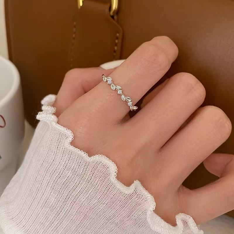 925 Silver Zircon Ear of Wheat Adjustable Ring For Women Party Cute Fine Jewelry Niche Design Plant Accessories