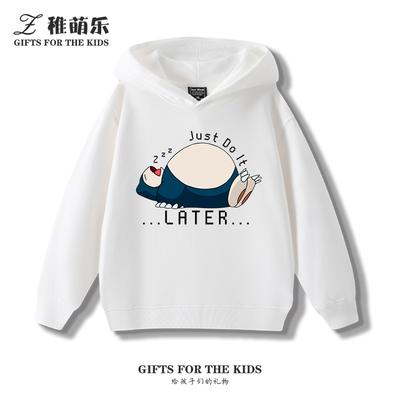 Roupa Infantil de Desenho Animado Pokémon Snorlax Estampada Pulôver Meninos Meninas Outono e Inverno Moda Casual Quente Moletom com Capuz