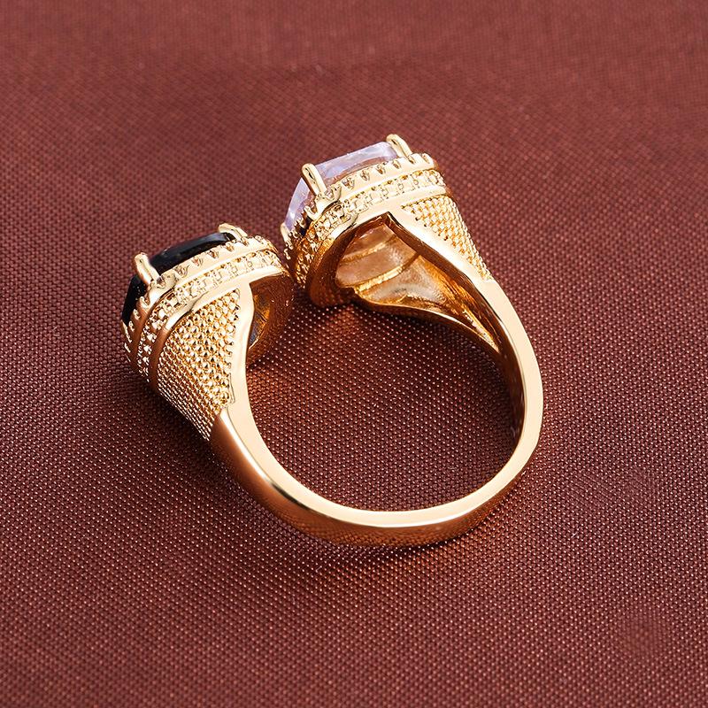 Classic Exquisite Colored Zircon Open Women's Pure Copper Ring Jewelry