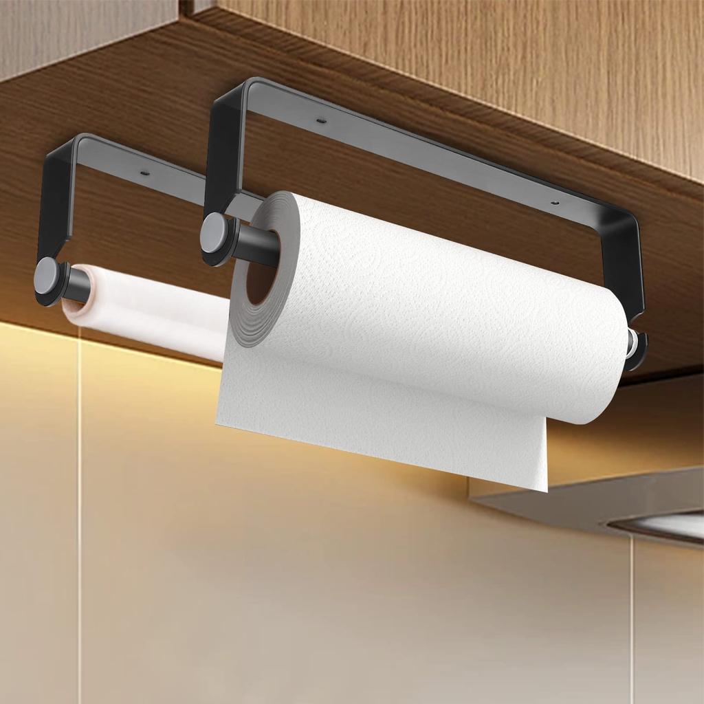 Space Aluminum Kitchen Roll Holder Wall Mounted Paper Towel Holder Kitchen Under Cabinet Roll Paper Holder for Bathroom Kitchen