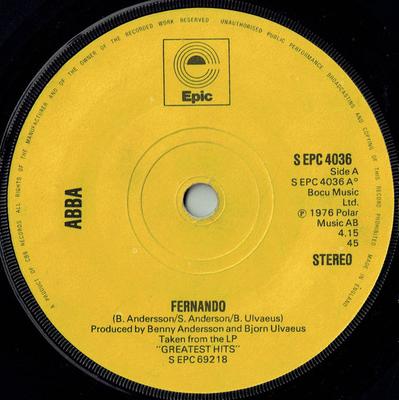 7-Zoll Schallplatte ABBA - Fernando SEPC4036 Epic 1976 UK Pop Gebraucht