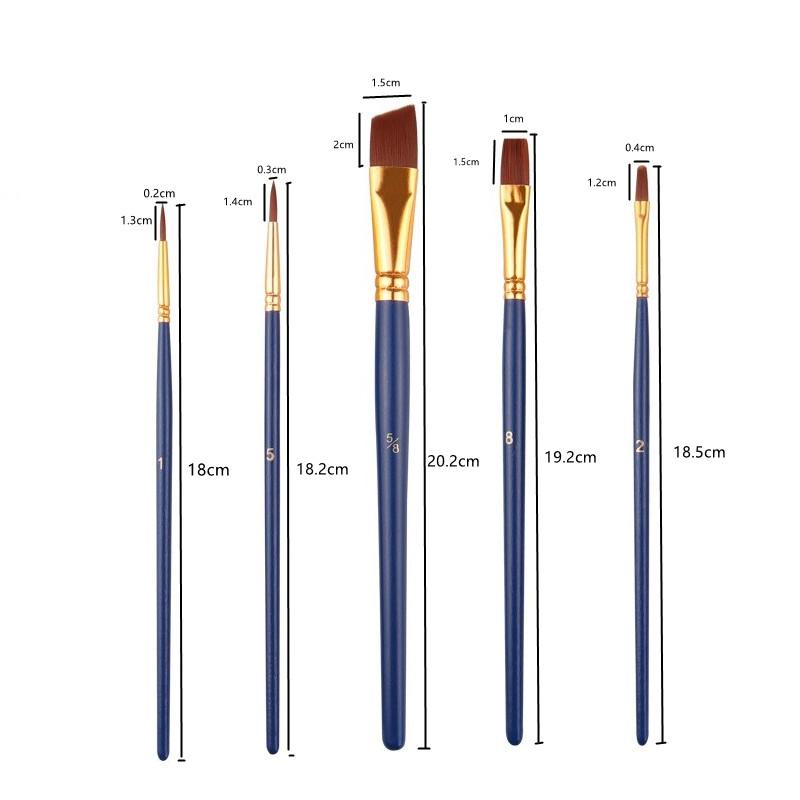 5 bucăți/set nailon, lână, acrilic, perie pentru pictură, student, acuarelă, perie, pentru pictură în ulei