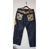Used Karakuri Tamashii Japanese Pattern Denim Half Pants Cherry Blossom Family Crest