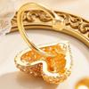 Ear Clip Sparkling Cubic Zirconia Inlaid Heart Design Non-Pierced C-Shaped Clip-On Earring Adjustable Lightweight Earring