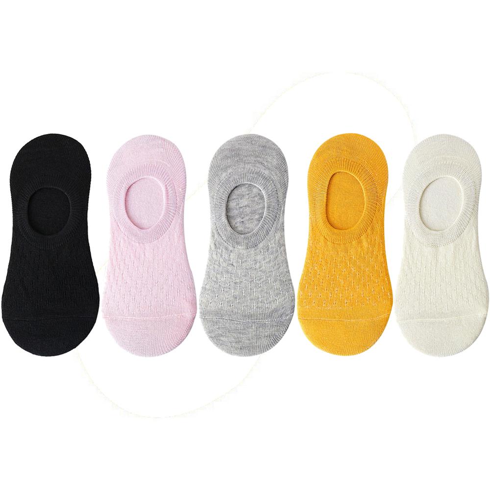 10 Pieces 5 Pairs Women Sock Slippers Set Solid Color Invisible Boat Socks Breathable Non-slip Silicone No Show Short Ankle Sock