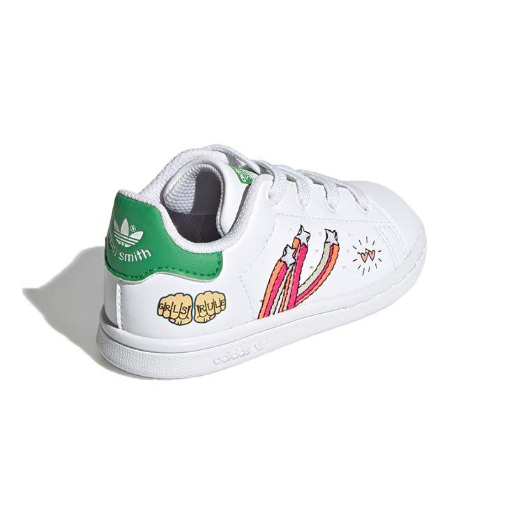 Adidas Originals Stan Smith Non-Slip Low-Top Walking Shoes Baby Shoes White Green Orange FX5978