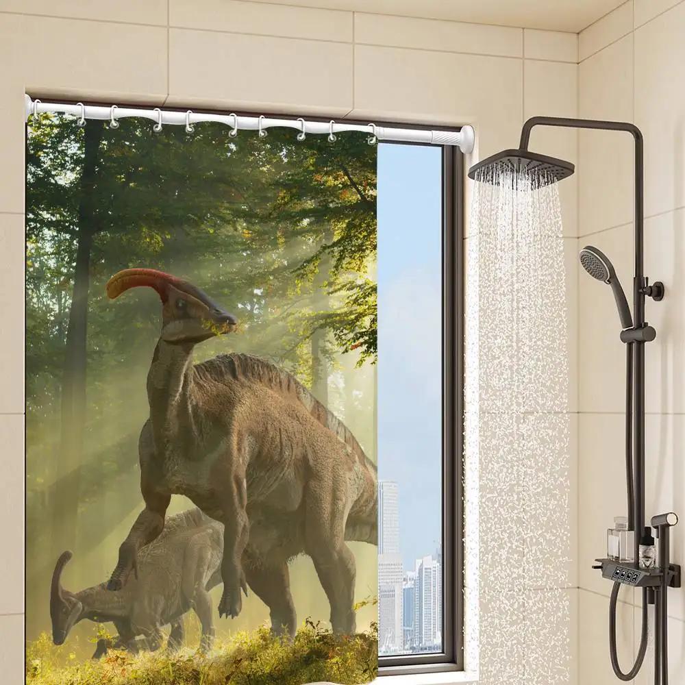 Dinosaur Art Paint Shower Curtain Bath Curtain Print Polyester Fabric Waterproof Bathroom Curtains With Hooks Bath Screen