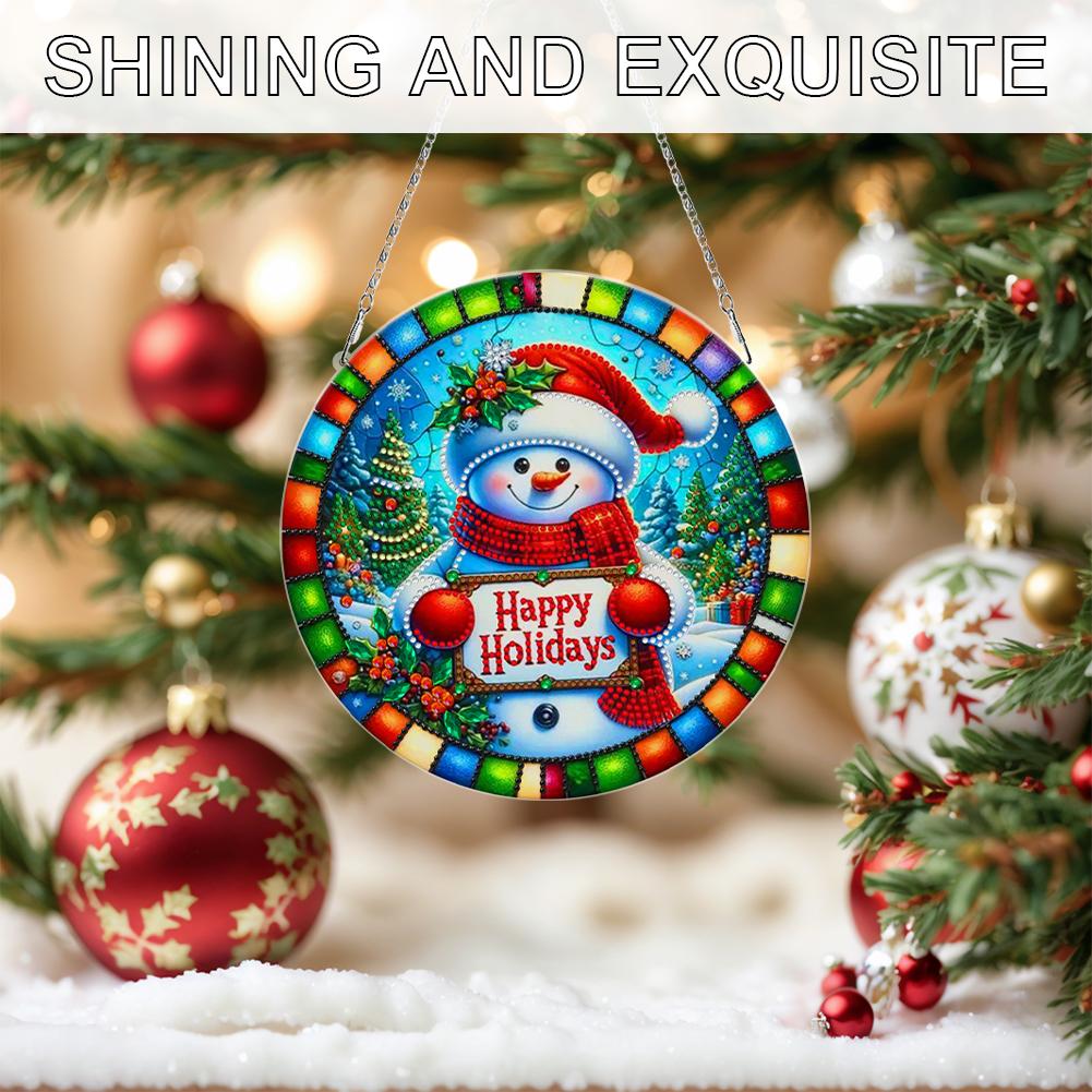 Christmas 2D Flat DIY Special Shape Rhinestone Diamond Art Window Pendants Diamond Art Pendant Window Hanging Art for Home Decor