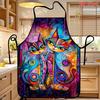 A Fantastical And Colorful Twin Cat Pattern Apron, Suitable for Both Men And Women, Perfect for Kitchen Baking, Outdoor Grilling