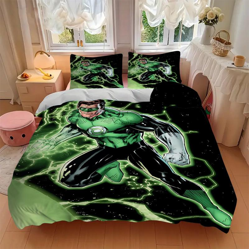3pcs Green Lantern Ring Cover Set,Soft Comfortable Duvet Cover,Guest Room (1*Duvet Cover + 2*Pillowcases, Without Core) yy251024172