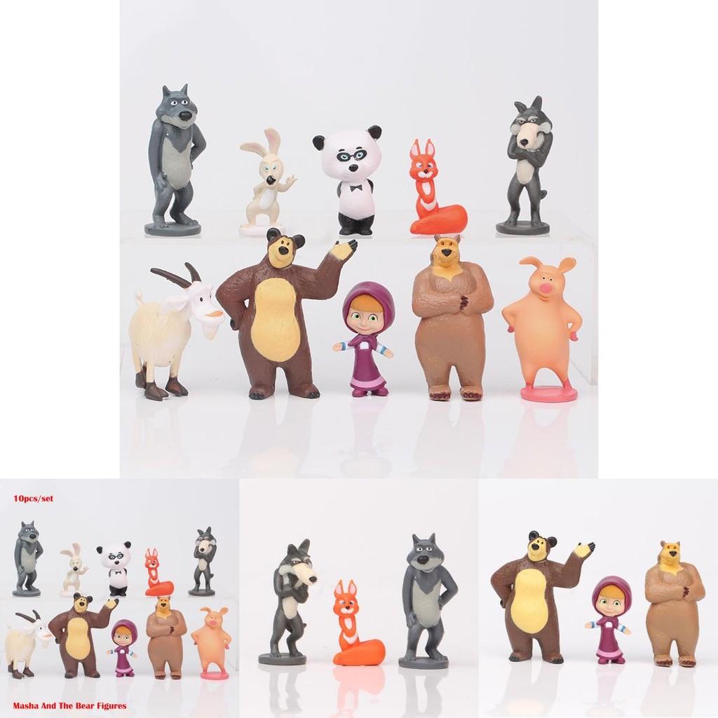 مجموعة شخصيات ماشا والدب الرائعة، مثالية لتزيين الكيك ومتعة اللعب