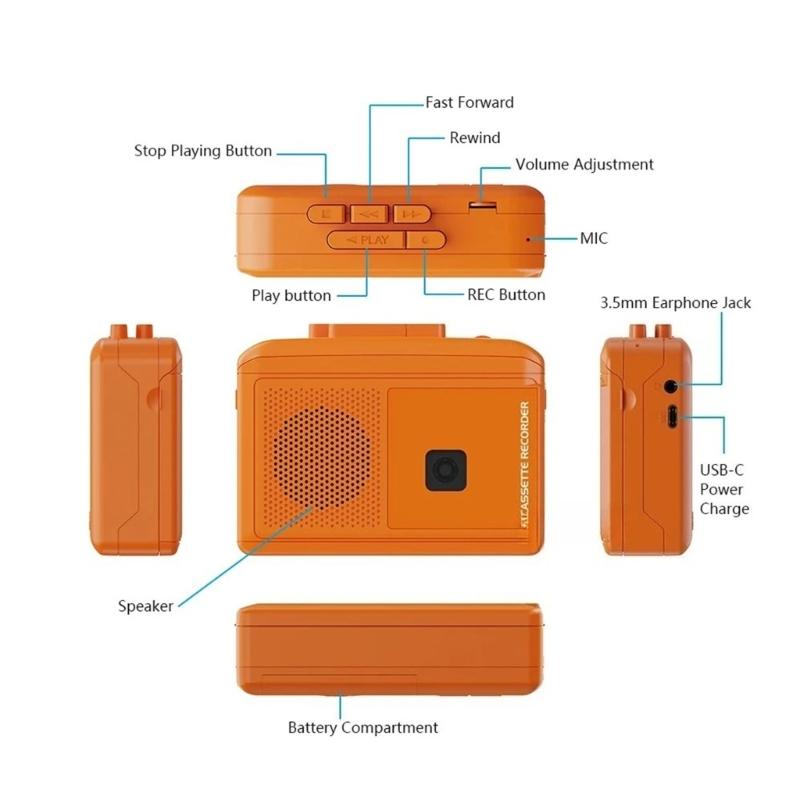 Cassette Player Cassette To MP3 Converter With USB And Battery Power Supply For Analogs To Digital Audios Transfer