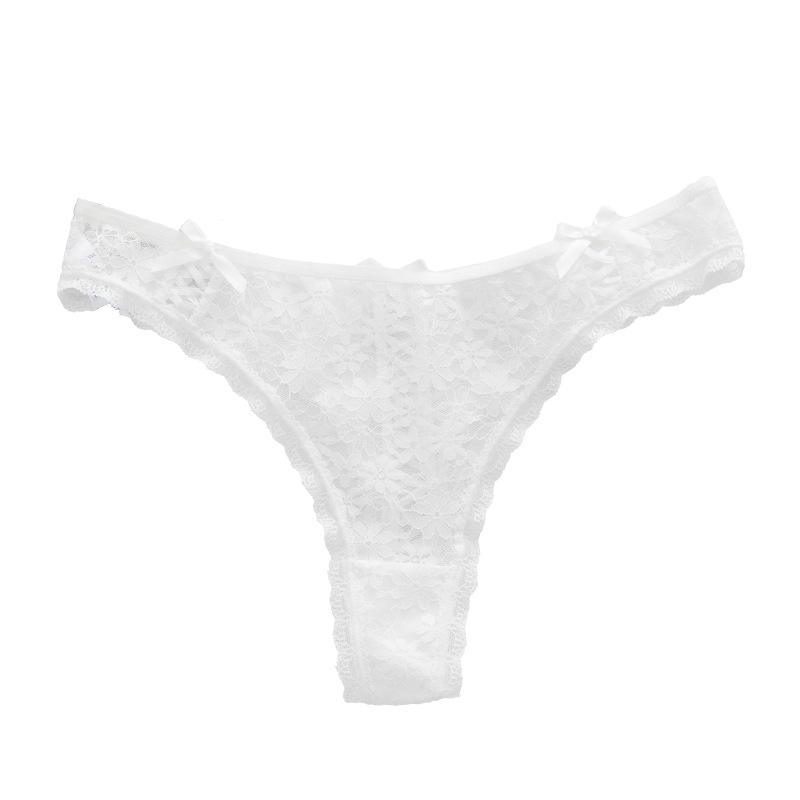 Pure & Sexy Lace Mid-Waist Thong - Seamless Thin Strap Triangle Panties for Women (80-140 Jin)