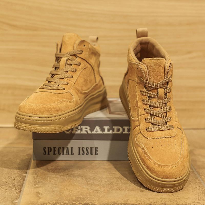 High-top shoes autumn and winter new British style retro heightening casual board shoes genuine leather waterproof Martin boots