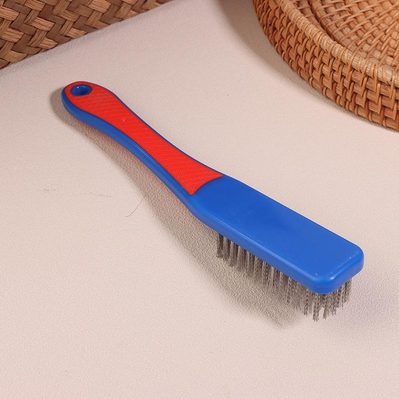 Durable Stainless Steel Wire Brush Silicone Handle Red And Blue Paint Removal Tool Scratch Brushes Cleaning Metal Rust Brush