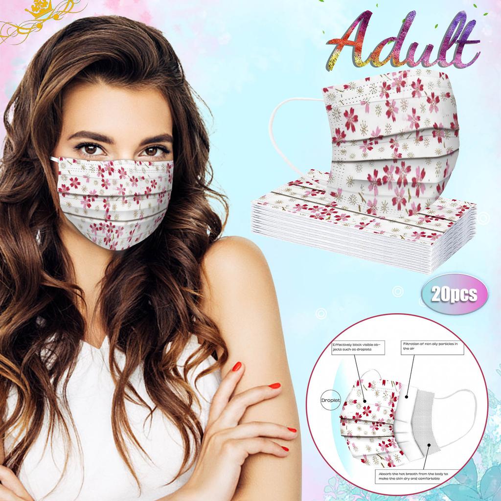 Voksenmaske Engangsansiktsmaske Industriell 3-lags øreløkke 10/20/30/40/50/100 STK