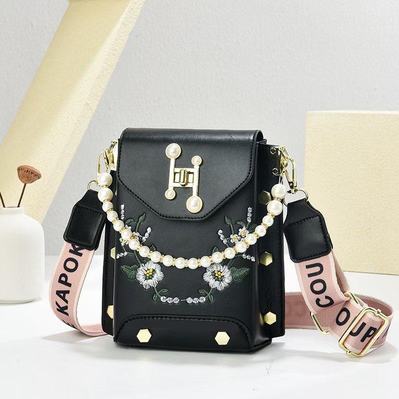 

Сумка для мобильного телефона Гуофэн цветок вертикальная квадратная маленькая сумка широкополосная сумка через плечо модная женская сумка 17*10*20 чёрный