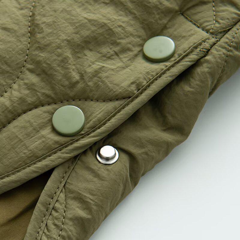 Europäische und amerikanische Damen Frühjahr 2025 Zweifarbige Baumwolljacke