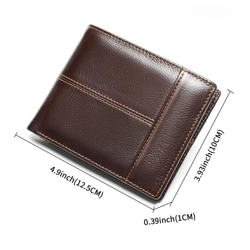 Men's Leather Short Wallet First Layer Cowhide Retro Leather Handbag Men's Anti-theft Card Bag
