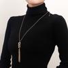 Versatile Sweater Chain: Irregular Geometric Tassel Necklace with Inlaid Rhinestones for Women