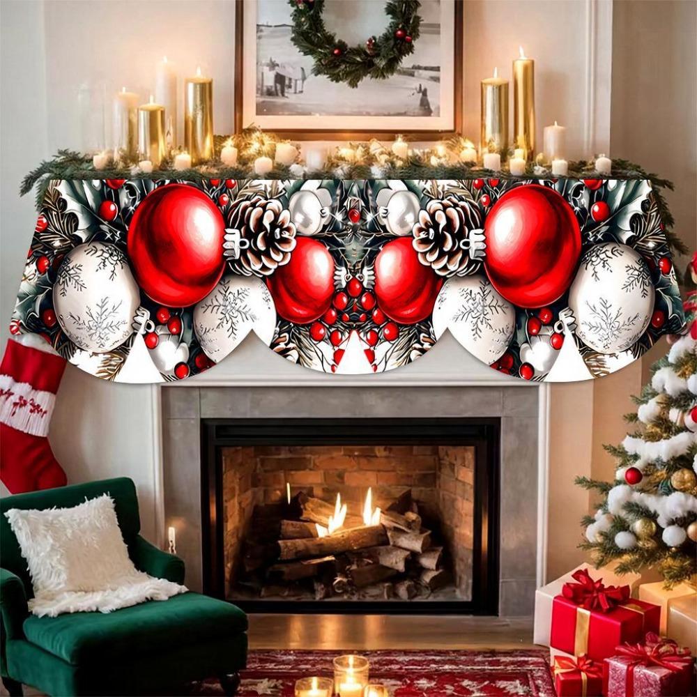 Non-slip Christmas Fireplace Scarf Snowman Santa Claus Pattern Xmas Fireplace Cover New Year