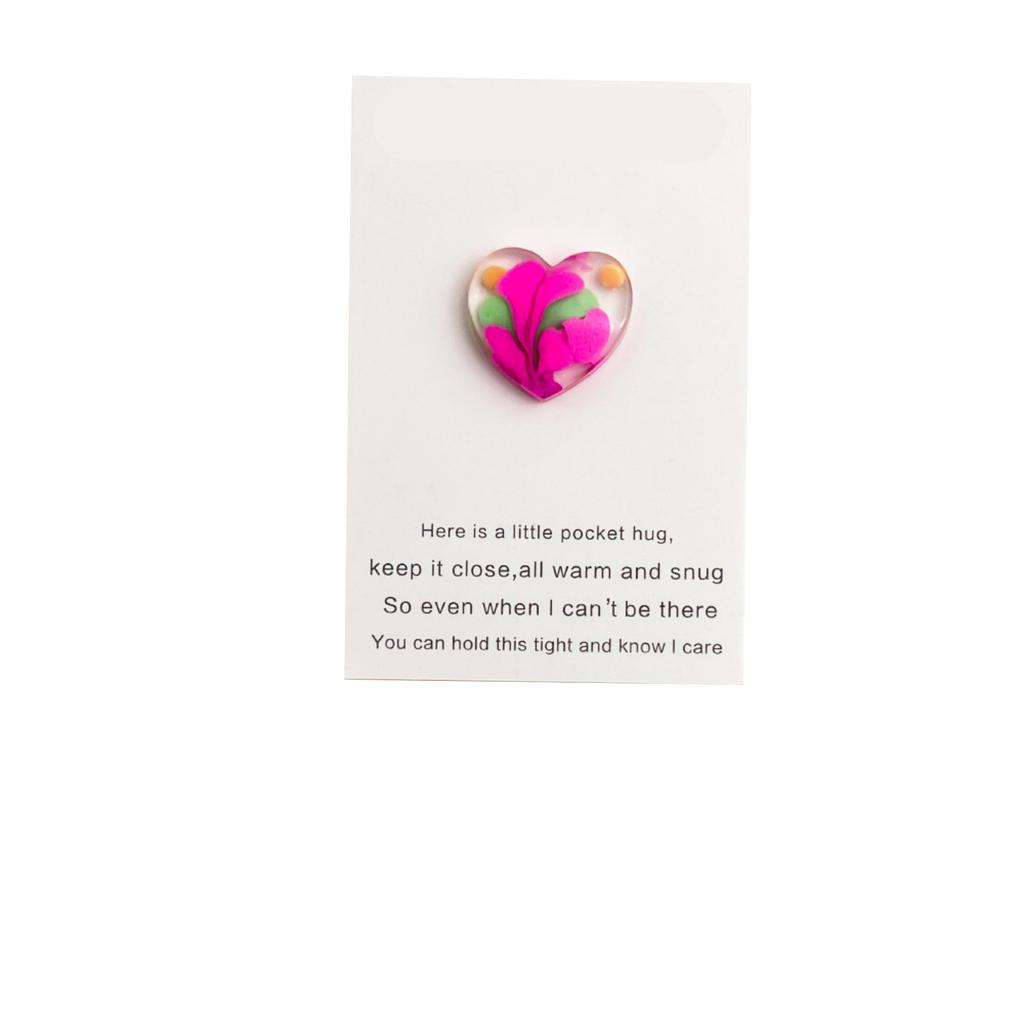 Cute Resin Colored Floral Heart Shaped Pocket Blessing Card