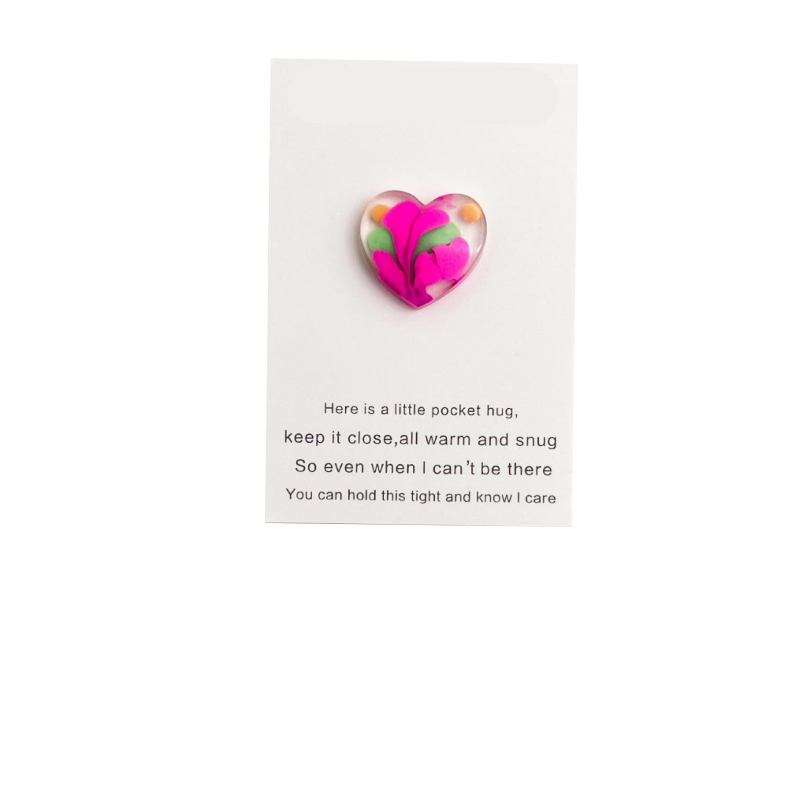 

Cute Resin Colored Floral Heart Shaped Pocket Blessing Card One Size