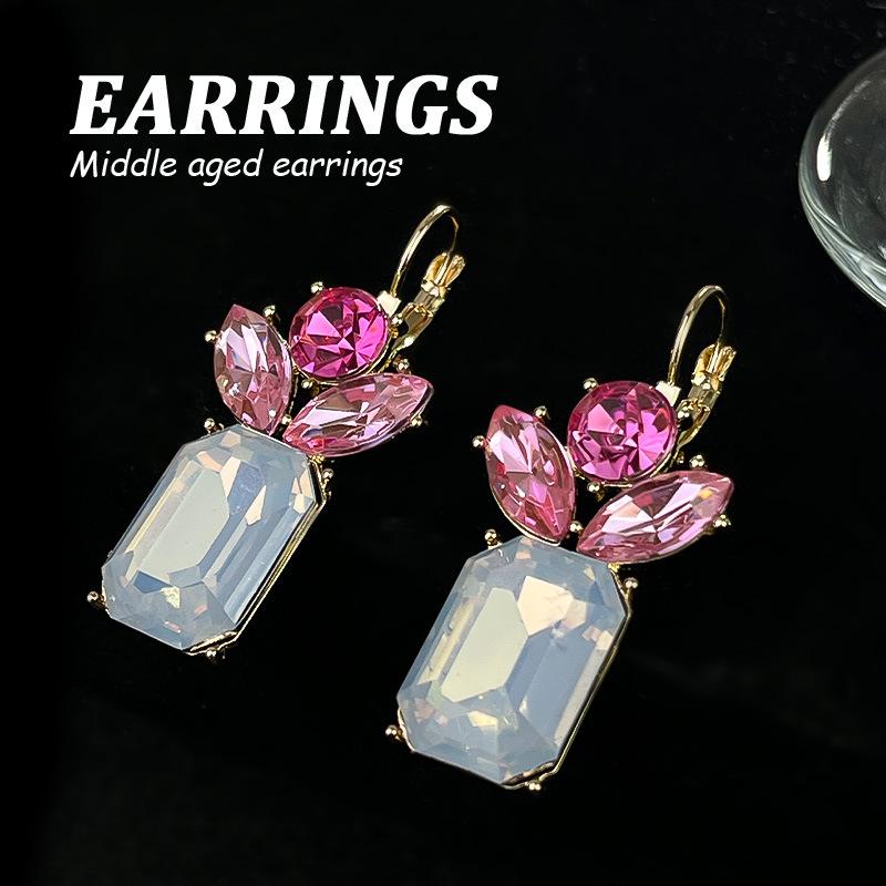 Boucles d'oreilles pendantes Zircon Fleur Colorée pour Femmes, Boucles d'oreilles pendantes Statement pour Fête & Usage Quotidien