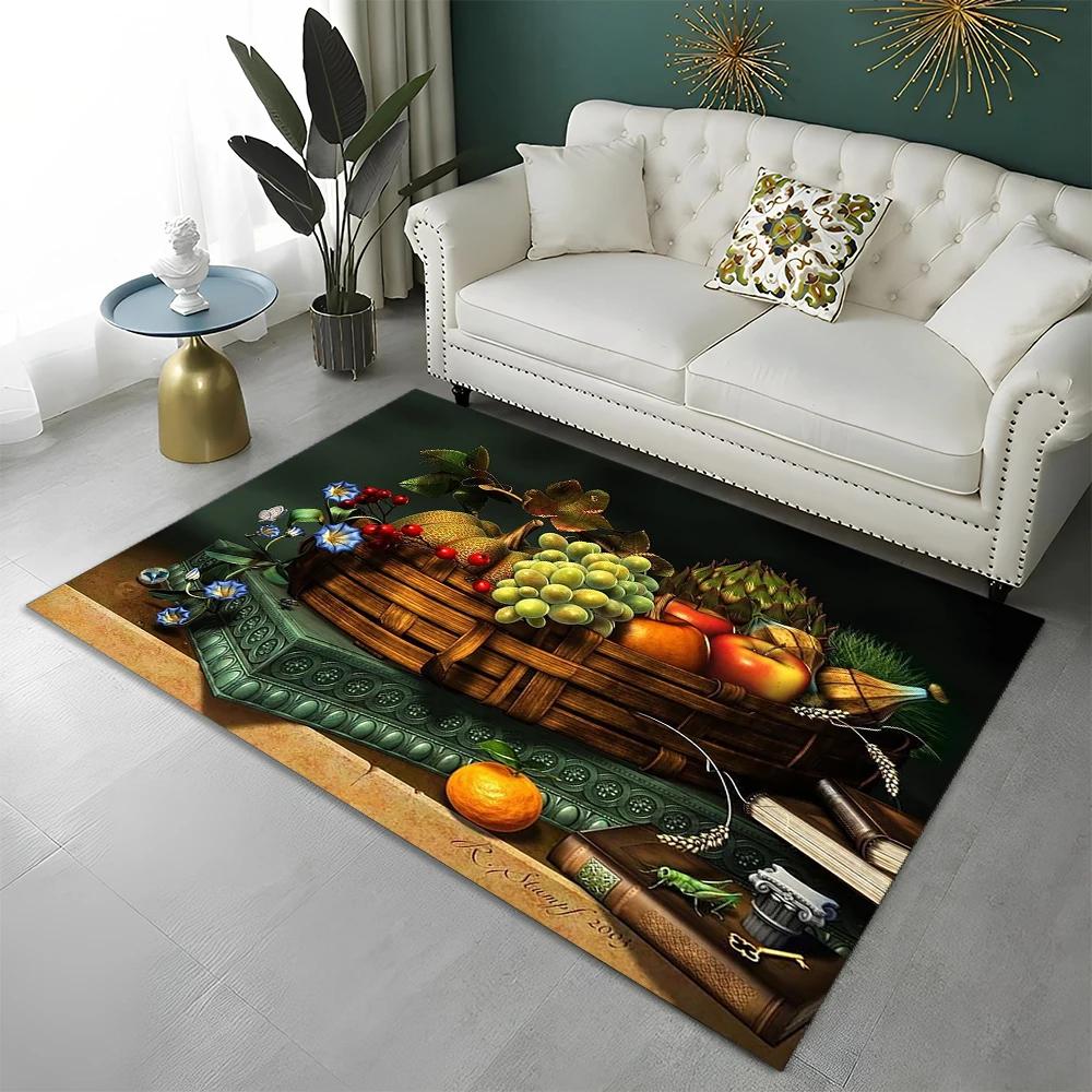 3D Cute Fruit Cartoon HD Carpet Rug for Home Living Room Bedroom Sofa Kitchen Doormat Decor,Child Area Rug Non-slip Floor Mat