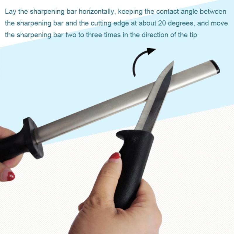 Afilador de cuchillos profesional de 8 pulgadas, varilla de acero, herramienta de piedra para afilar cuchillos de cocina y hogar