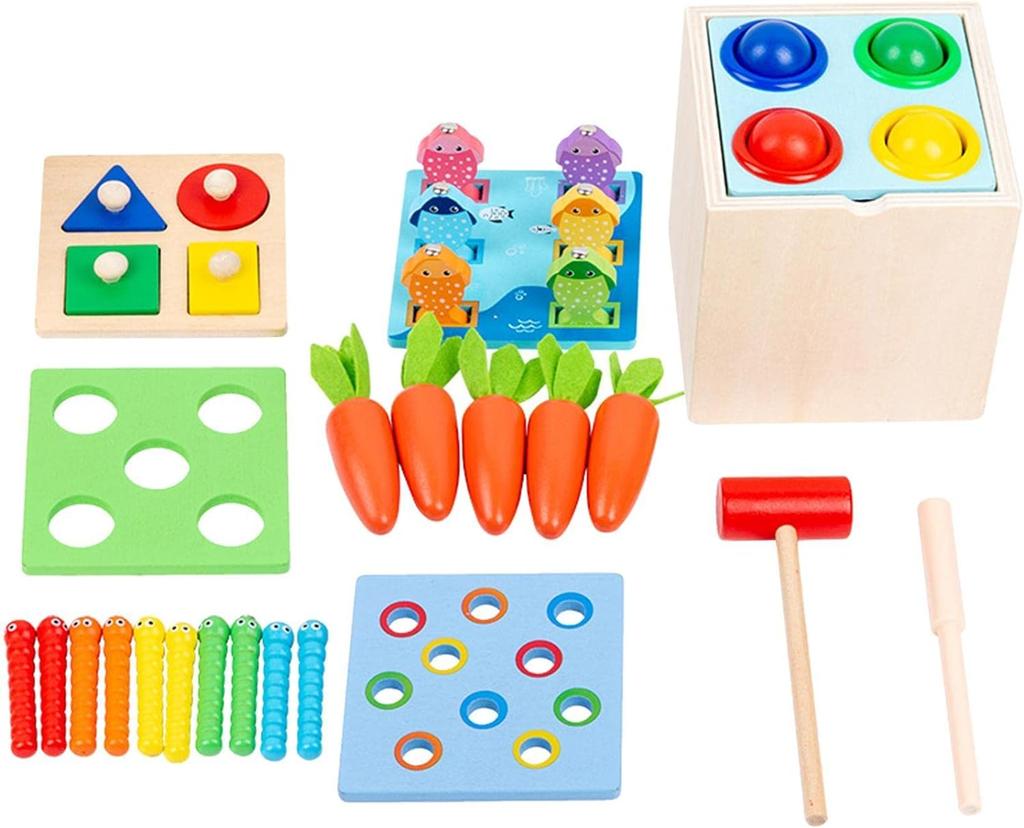 Montessori Toys Play Kit Sorting & Matching Toys Coin Ball Box Multi-function Stick Pull Radish Game Baby Learning Toys