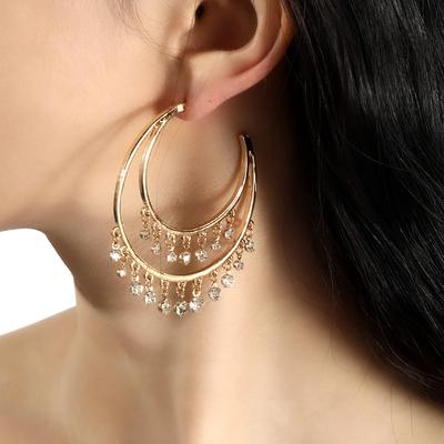 Light Luxury Diamond Earrings Women'S High-End Crescent Earrings Atmospheric Versatile Earrings Earrings Niche