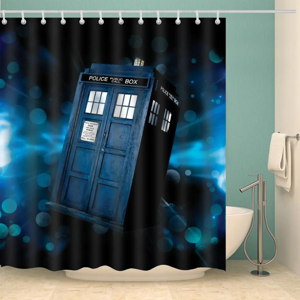 3D Old Vintage Wood Doors Shower Curtain Home Decor Polyester Fabric Bath Curtains Stripes Letters Bathroom Curtains