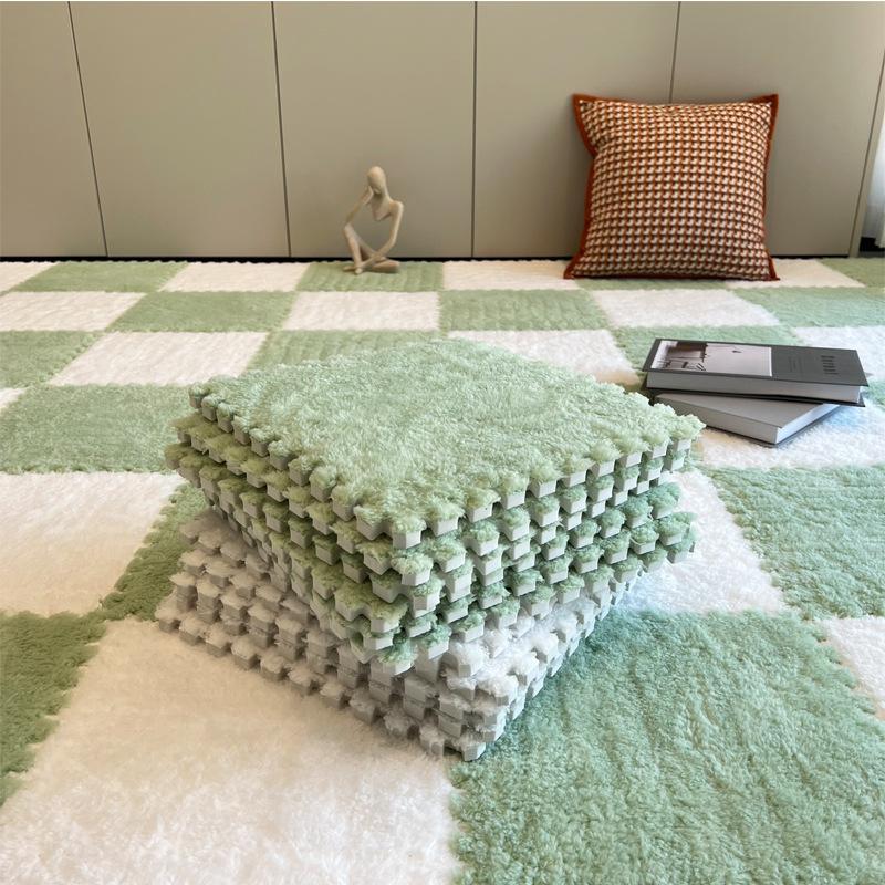 Bedside Plush Carpet Splicing Foam Floor Mat Cutting Winter Warm and Cold Resistant Velvet Texture Tatami Mat Bedroom Living Room Kitchen Home