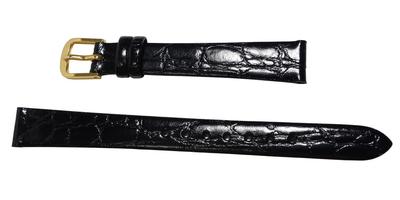 DAP3 Watch Band, 13mm, Crocodile-Embossed Cowhide Leather, Black, Women's