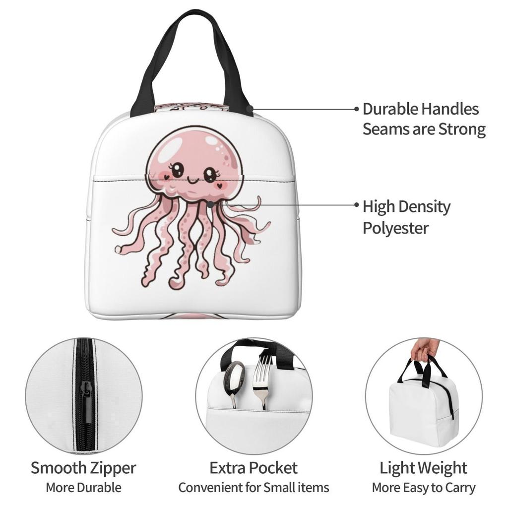 Cute Jellyfish Kawaii Design Insulated Lunch Bag for Kids School Cooler Thermal Food Box Tote Leakproof Lunch Boxes Container